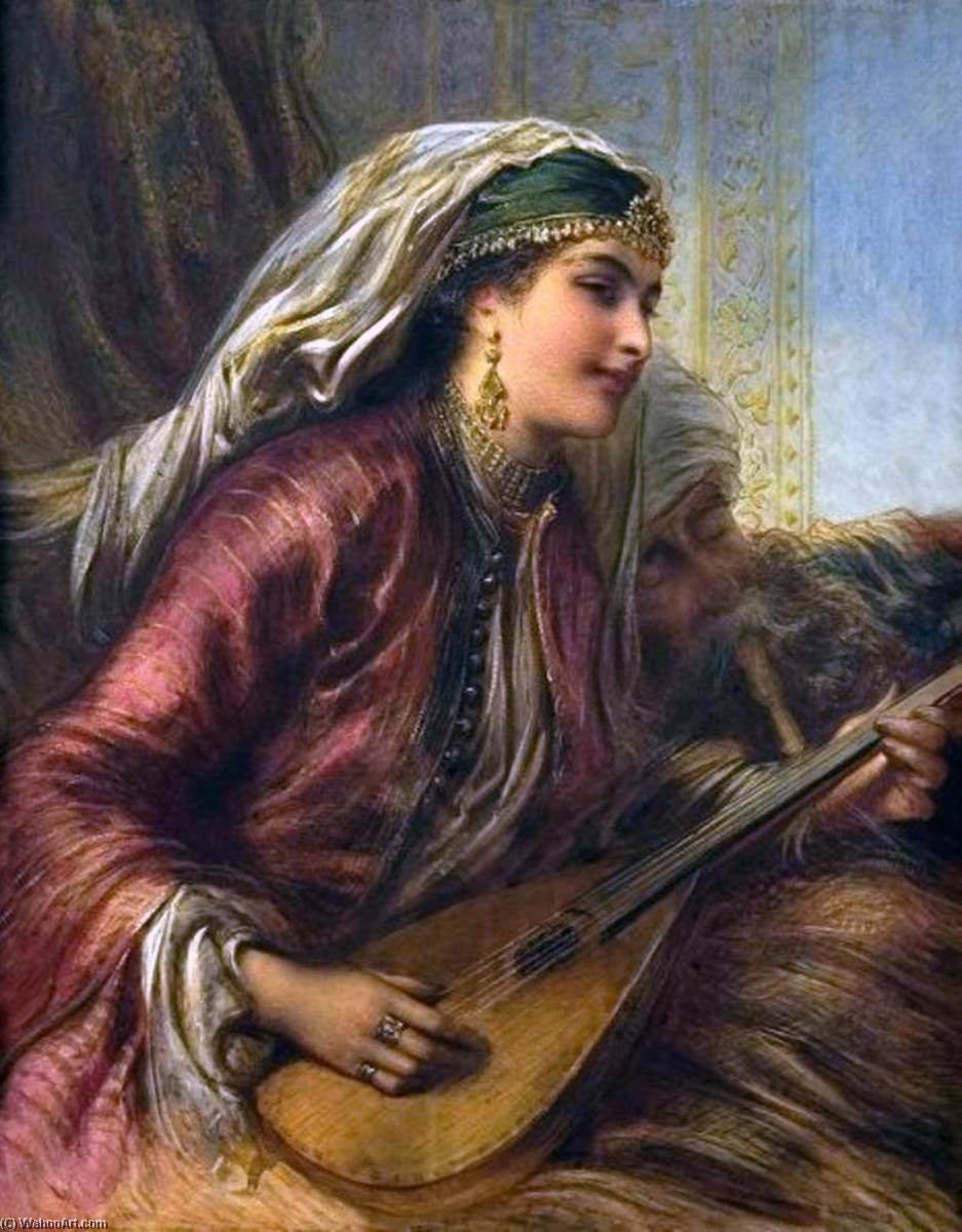 A Girl Playing The Lute — Egron Sillif Lundgren
