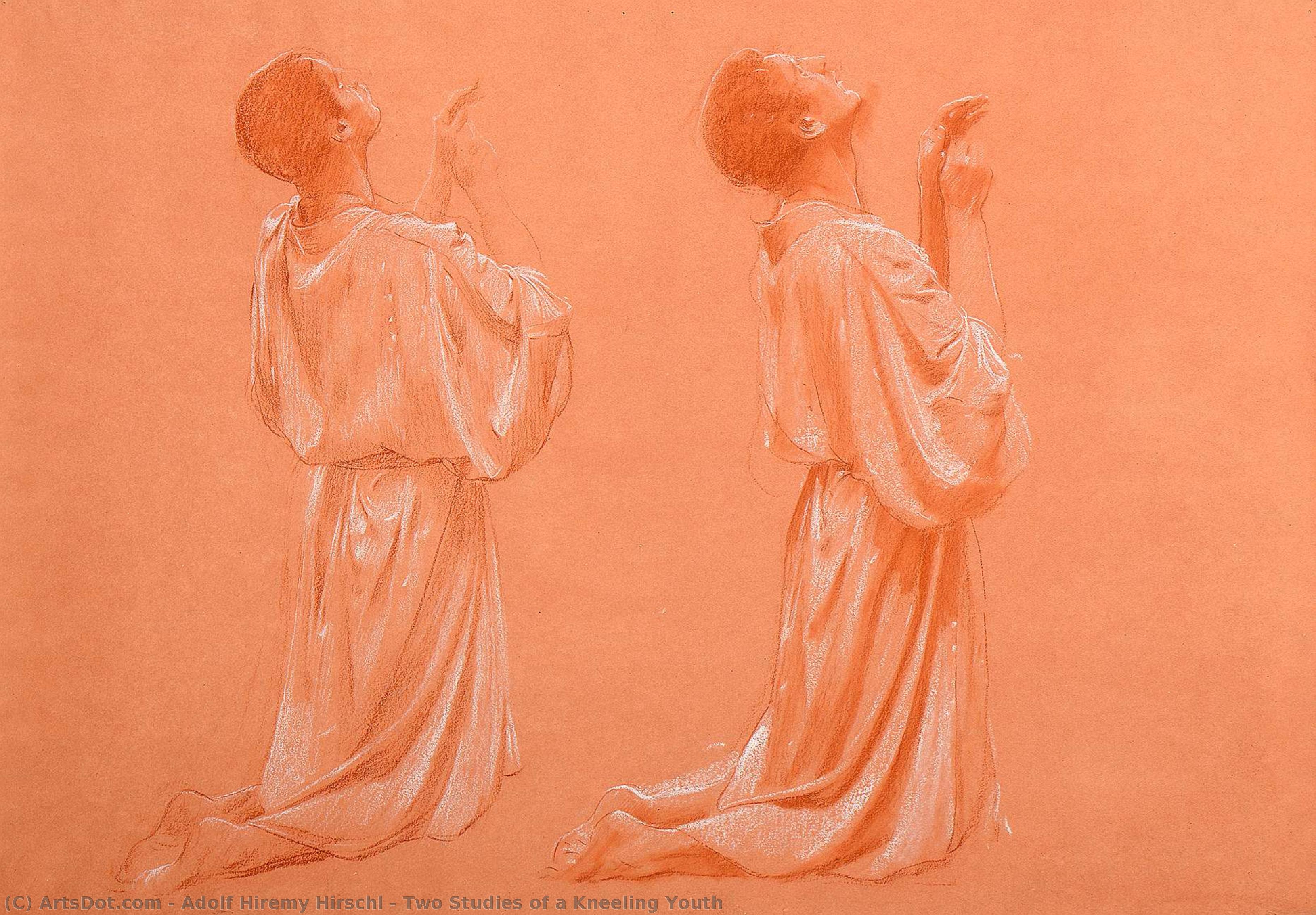 Two Studies Of A Kneeling Youth — Adolf Hiremy Hirschl