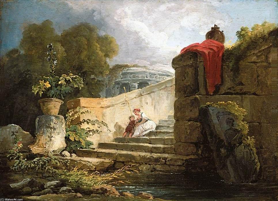 A Scene In The Grounds Of The Villa Farnese, Rome — Hubert Robert