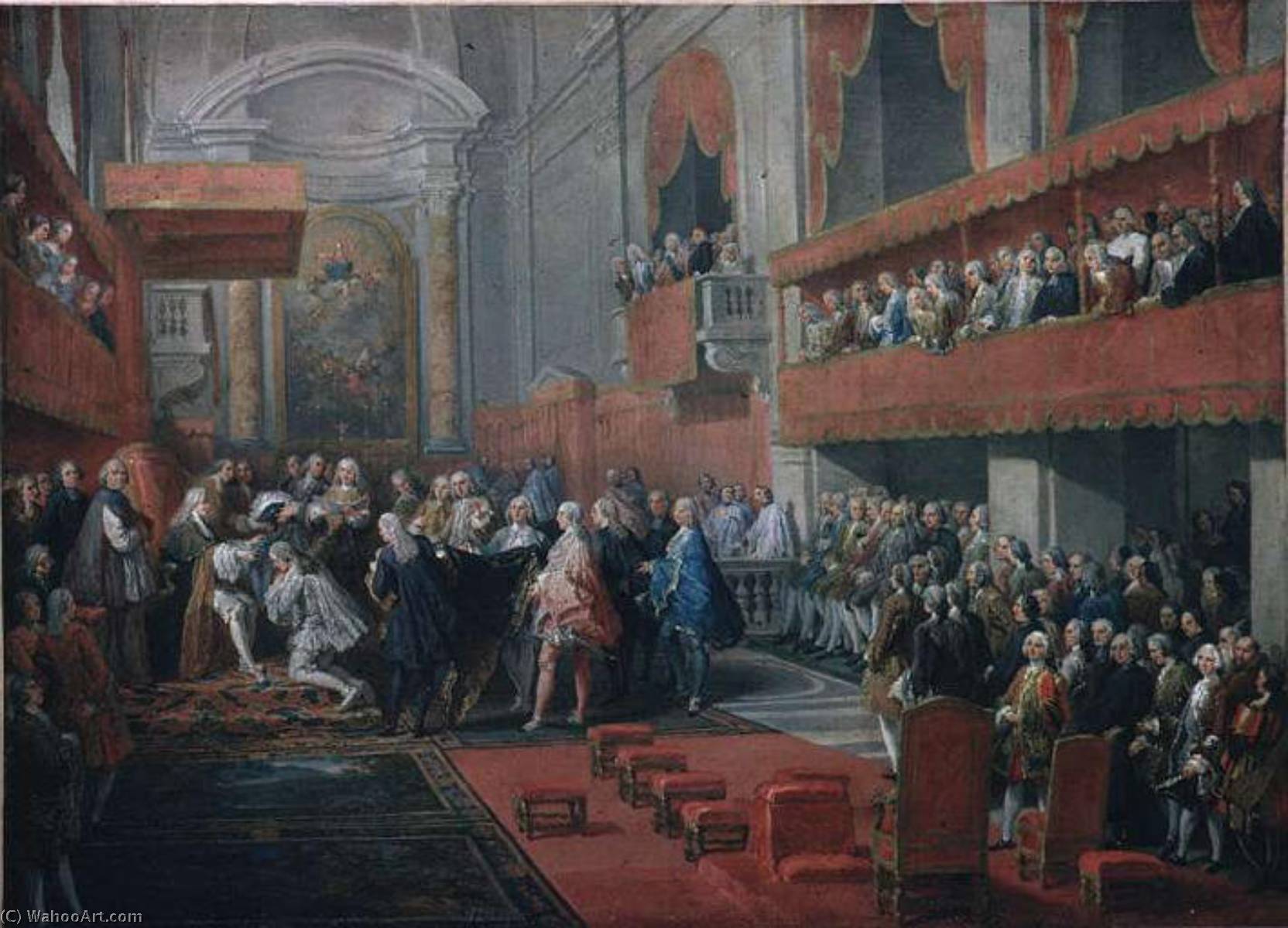 La Remise De L'ordre Du Saint Esprit Par Le Duc De St Aignan Au Prince Vaini A Saint Louis Des Francais En 1737 — Giovanni Paolo Panini