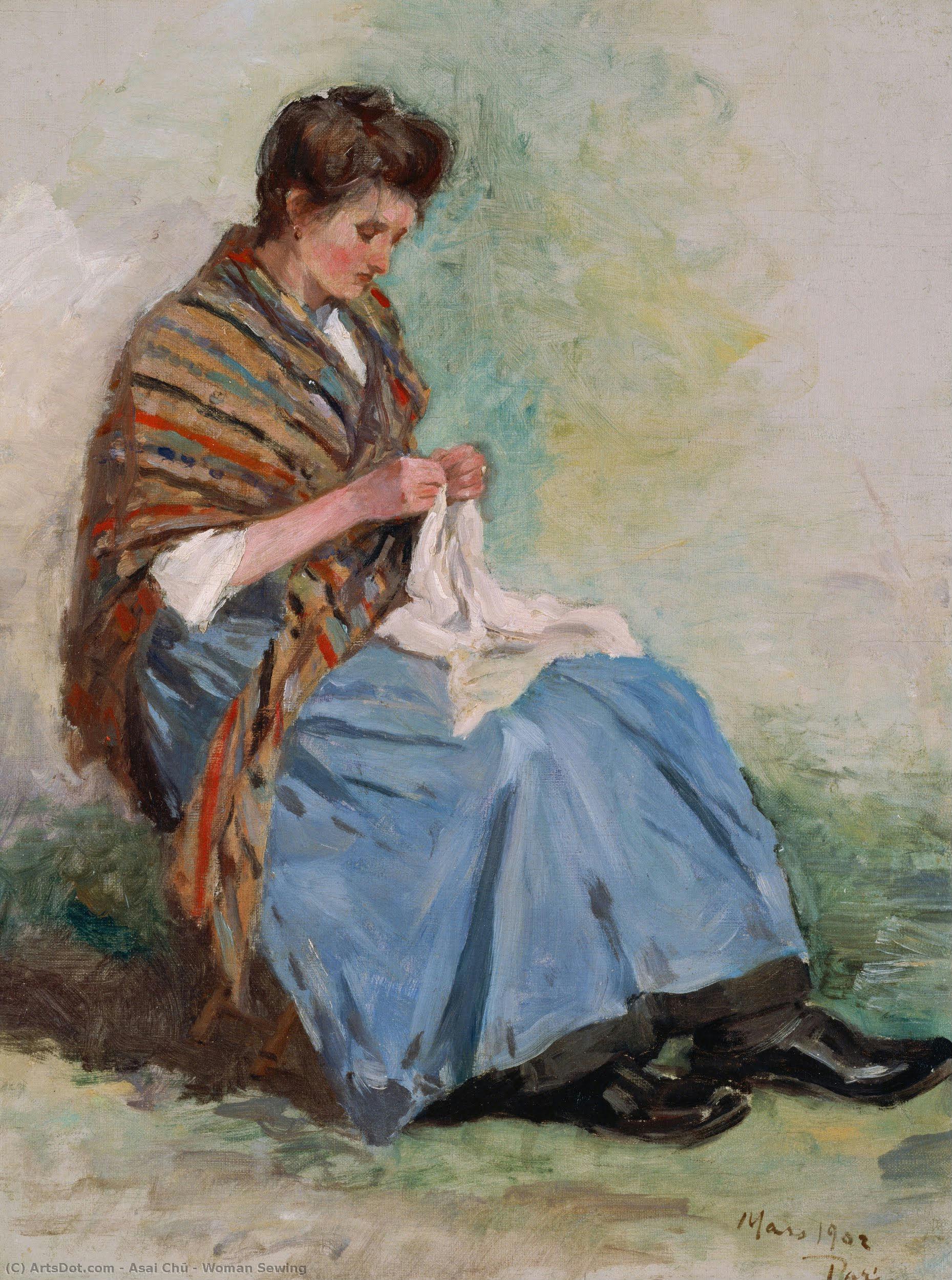 Woman Sewing — Asai Chū