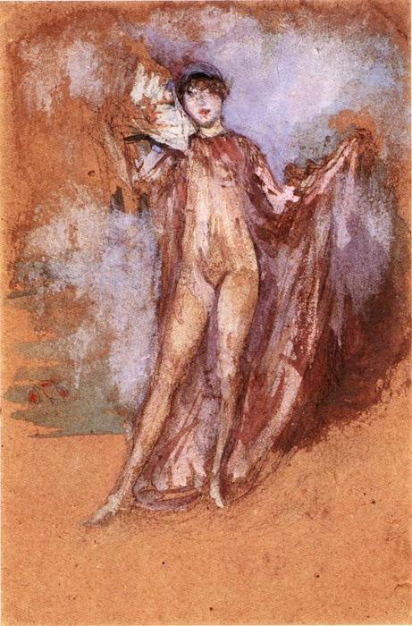 Grey And Pink, A Draped Model With Fan — Džejms Abbot Meknil Visler