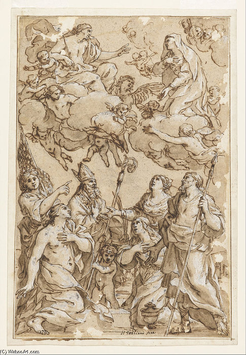 Christ And The Virgin With Patron Saints Of Pistoia — Giacinto Gimignani