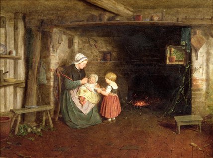 Interior Of A Cottage With A Mother — Frederick Daniel Hardy