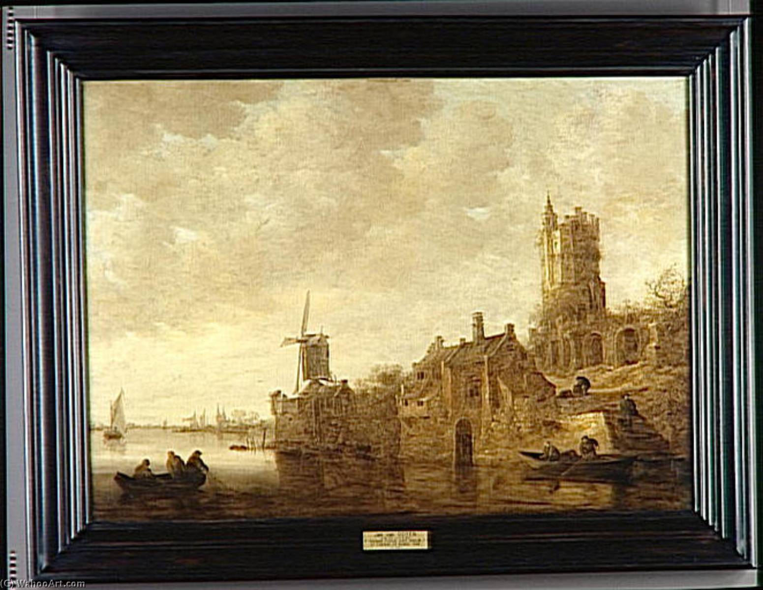 Paysage Fluvial Avec Moulin Et Chateau En Ruines — Jan Jozefszoon Van Goyen