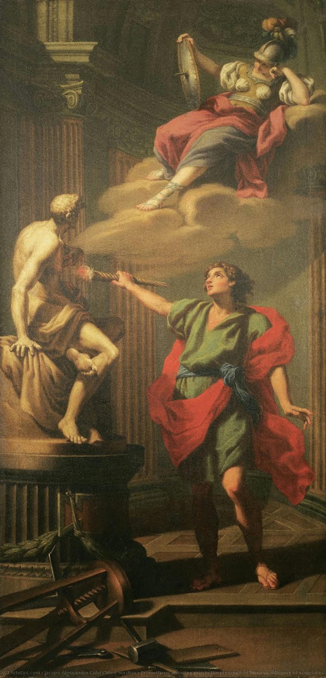 Prometheus Animates Man In The Presence Of Minerva (allegory Of Sculpture) — Jacopo Alessandro Calvi Called Sordino