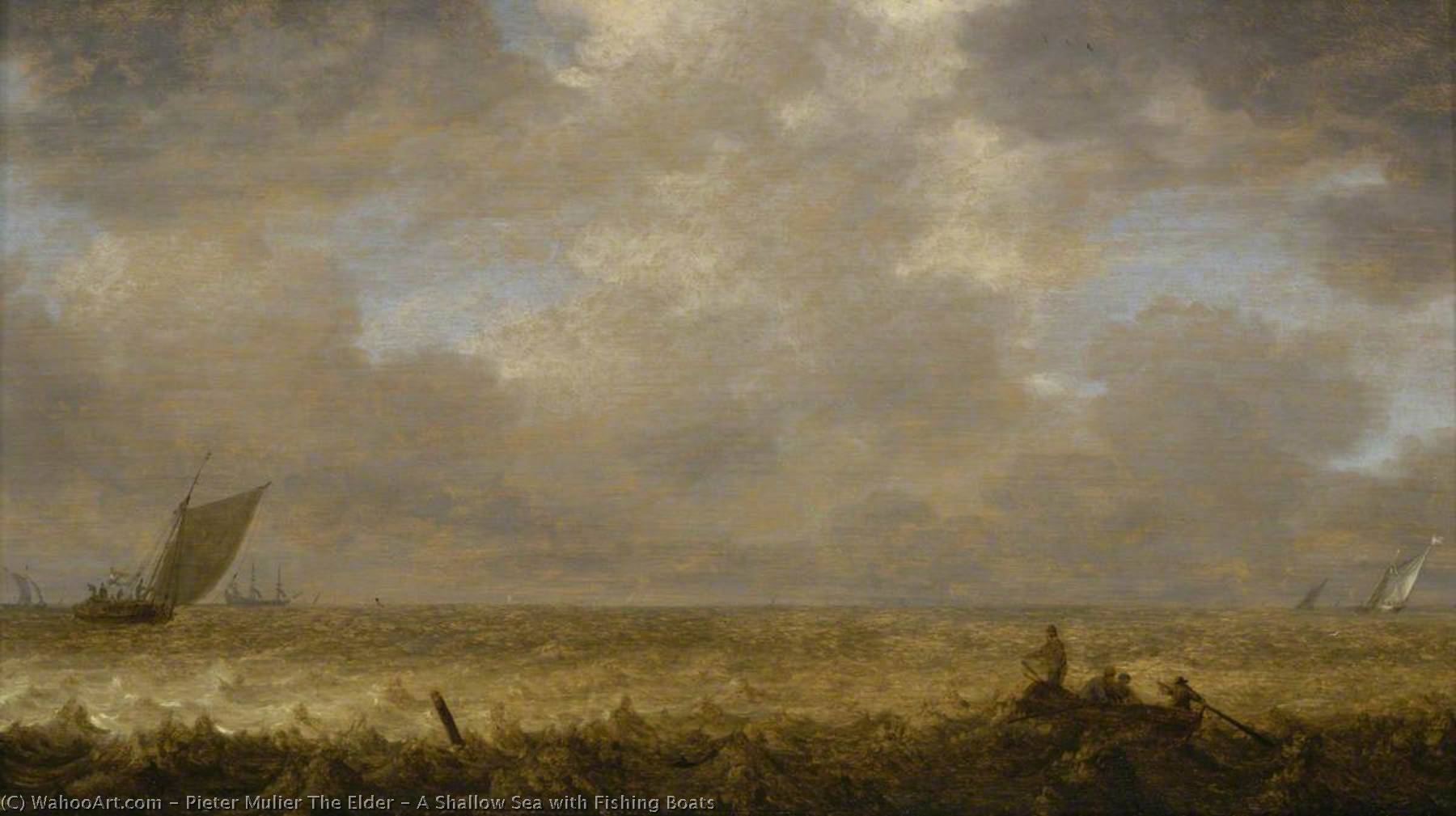 A Shallow Sea With Fishing Boats — Pieter Mulier The Elder