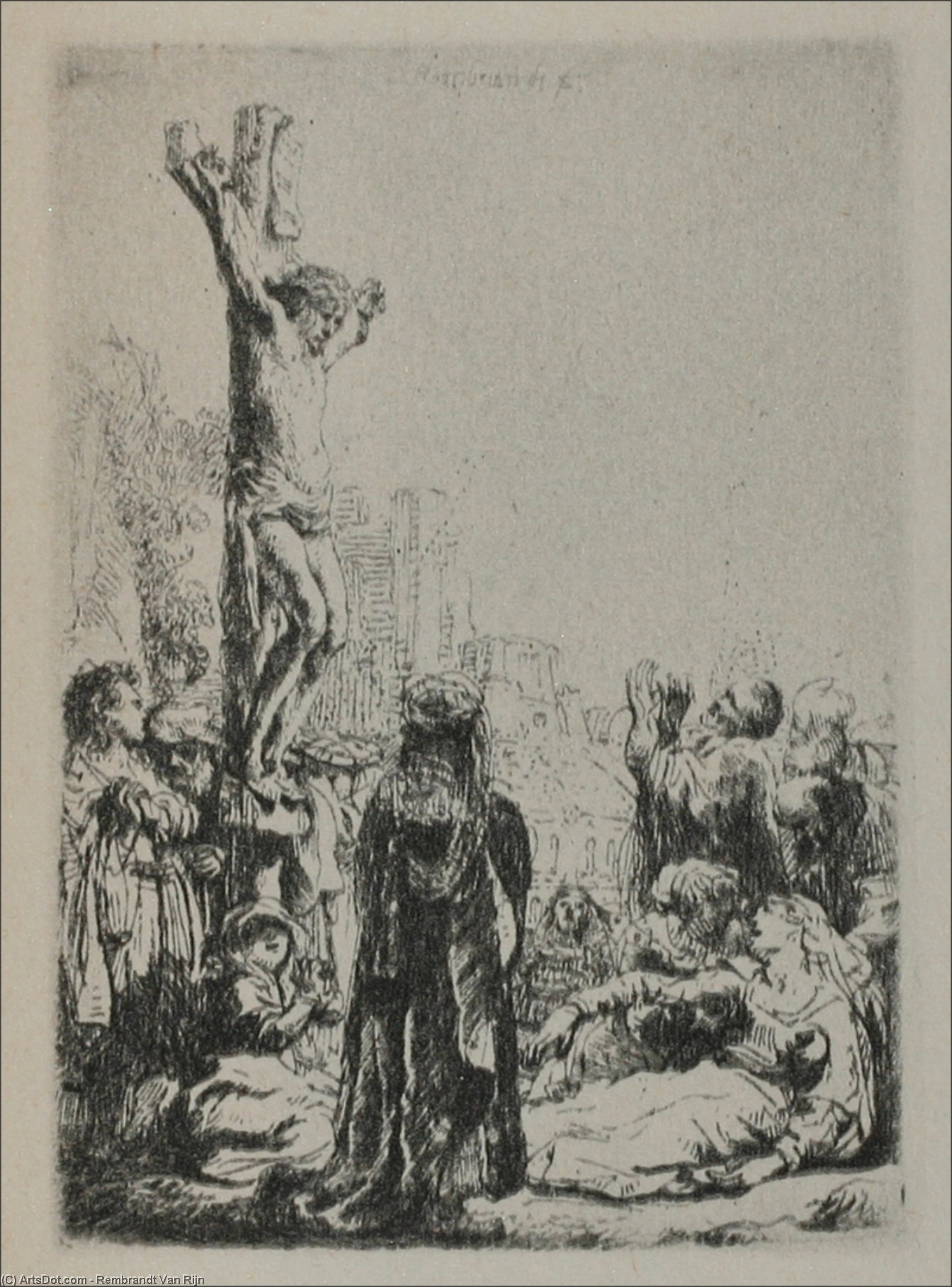 The Crucifixion, A Square Small Plate — Rembrandt Van Rijn
