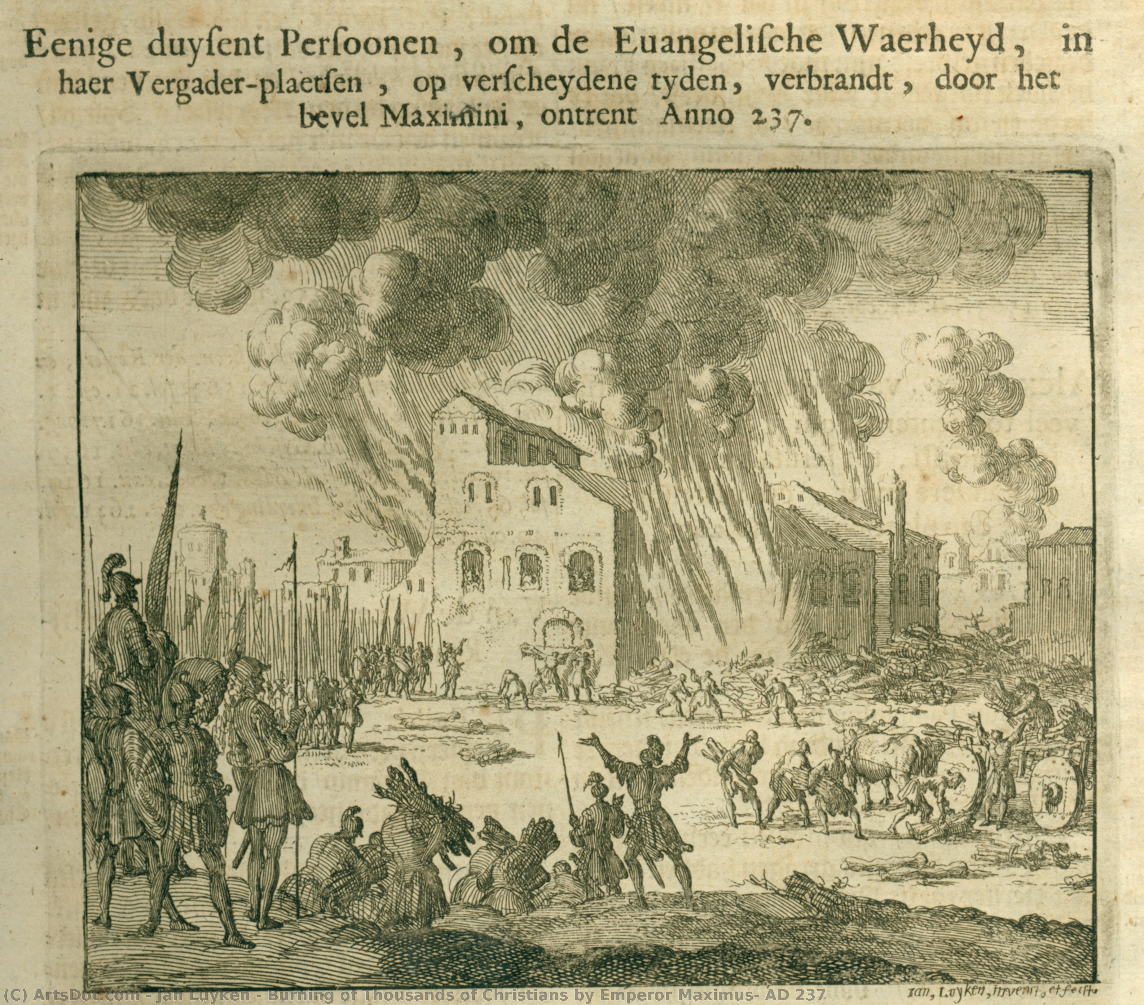 Burning Of Thousands Of Christians By Emperor Maximus, Ad 237 — Jan Luyken