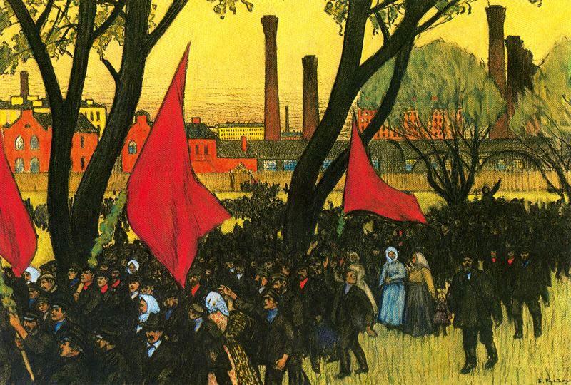 May Day Demostration At The Putilov Plant — Boris Mikhailovich Kustodiev