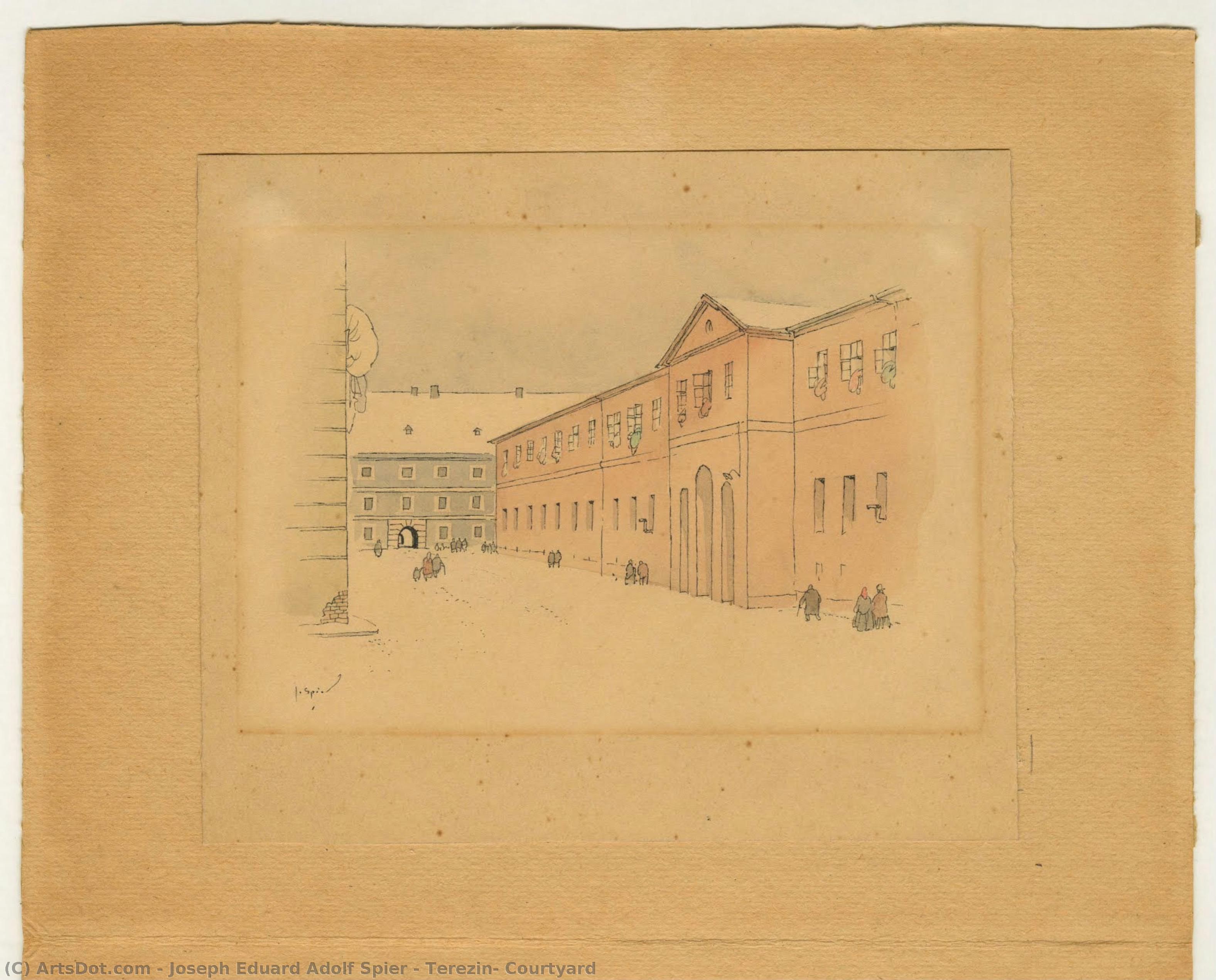 Terezin, Courtyard — Joseph Eduard Adolf Spier