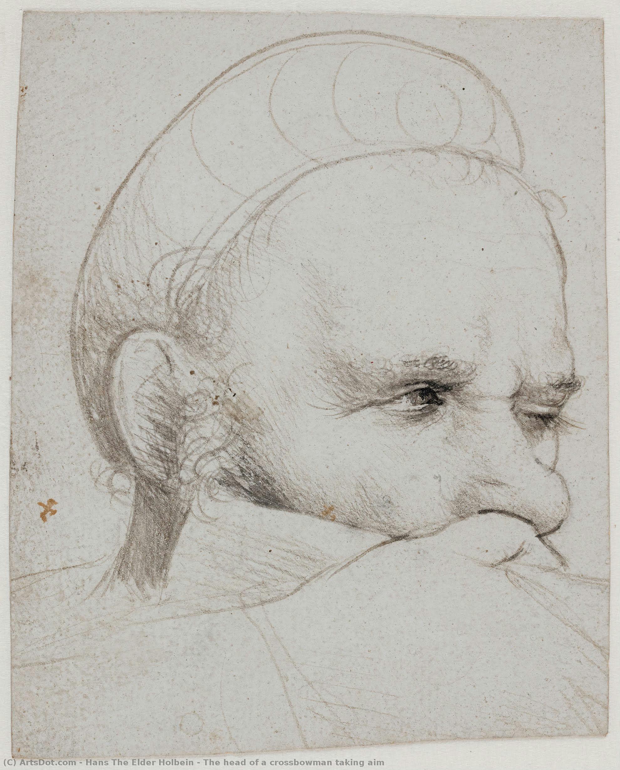 The Head Of A Crossbowman Taking Aim — Hans The Elder Holbein