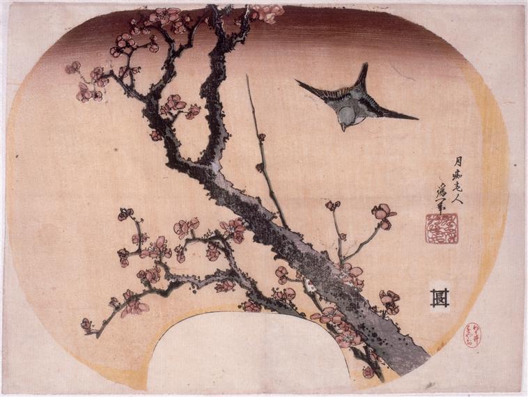 Cherry Blossoms And Warbler — Katsushika Hokusai
