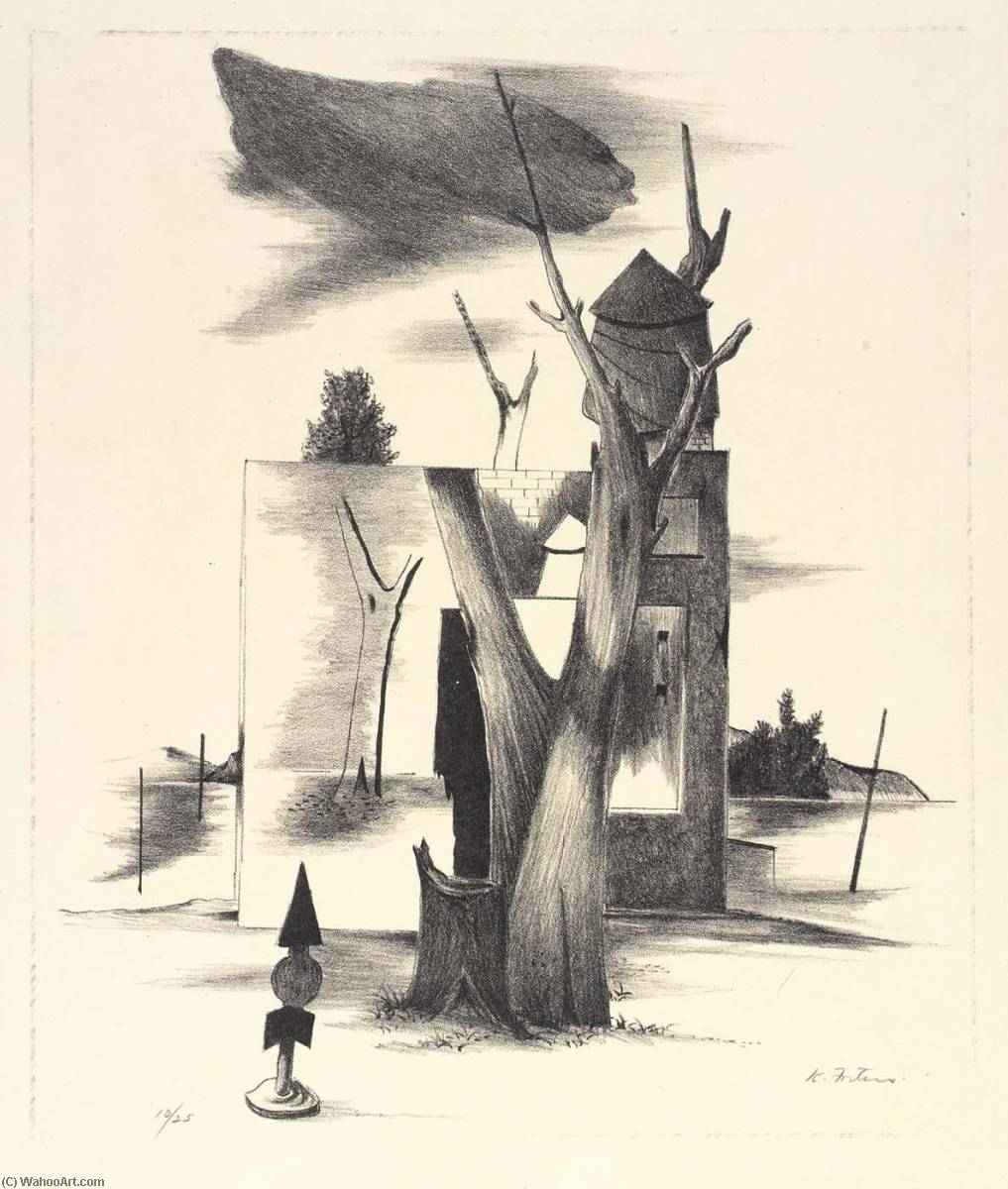 (untitled Landscape, Back Drop And Poles) — Karl Fortess