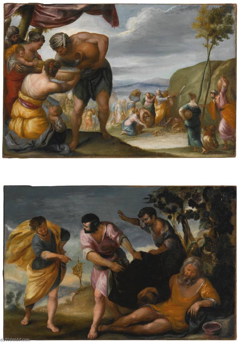 Moses Striking The Rock And The Drunkenness Of Noah A Pair — Juan Antonio Frias Y Escalante
