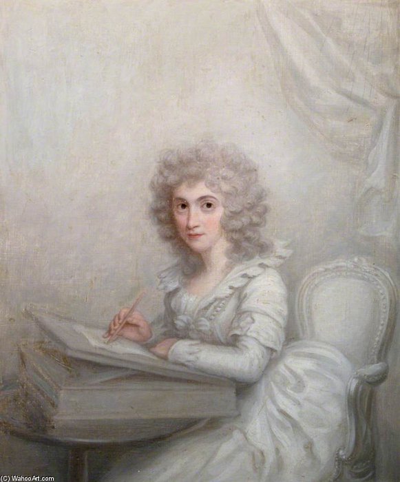 Portrait Of A Lady Seated At A Table Writing A Letter — Richard Cosway