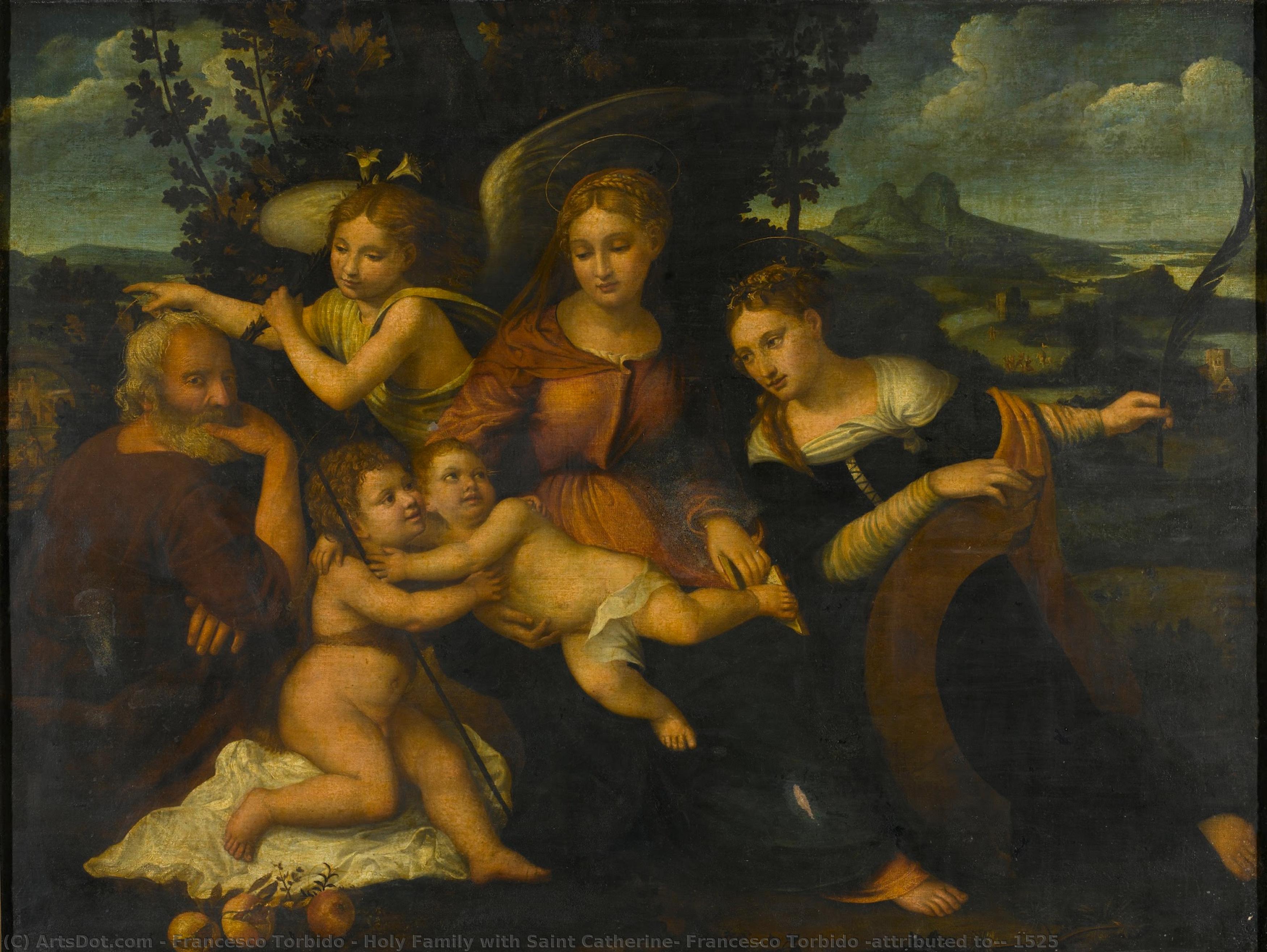 Holy Family With Saint Catherine, Francesco Torbido (attributed To), 1525 — Francesco Torbido