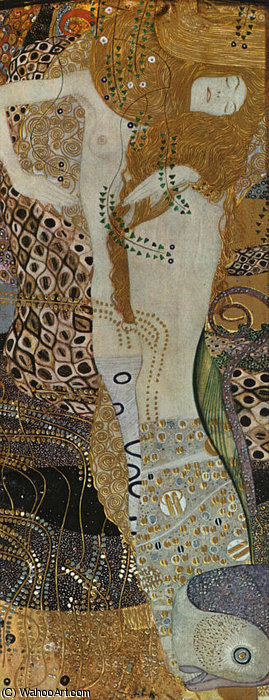 Water Serpents, Mixed Technique On Pergamen — Gustav Климпт