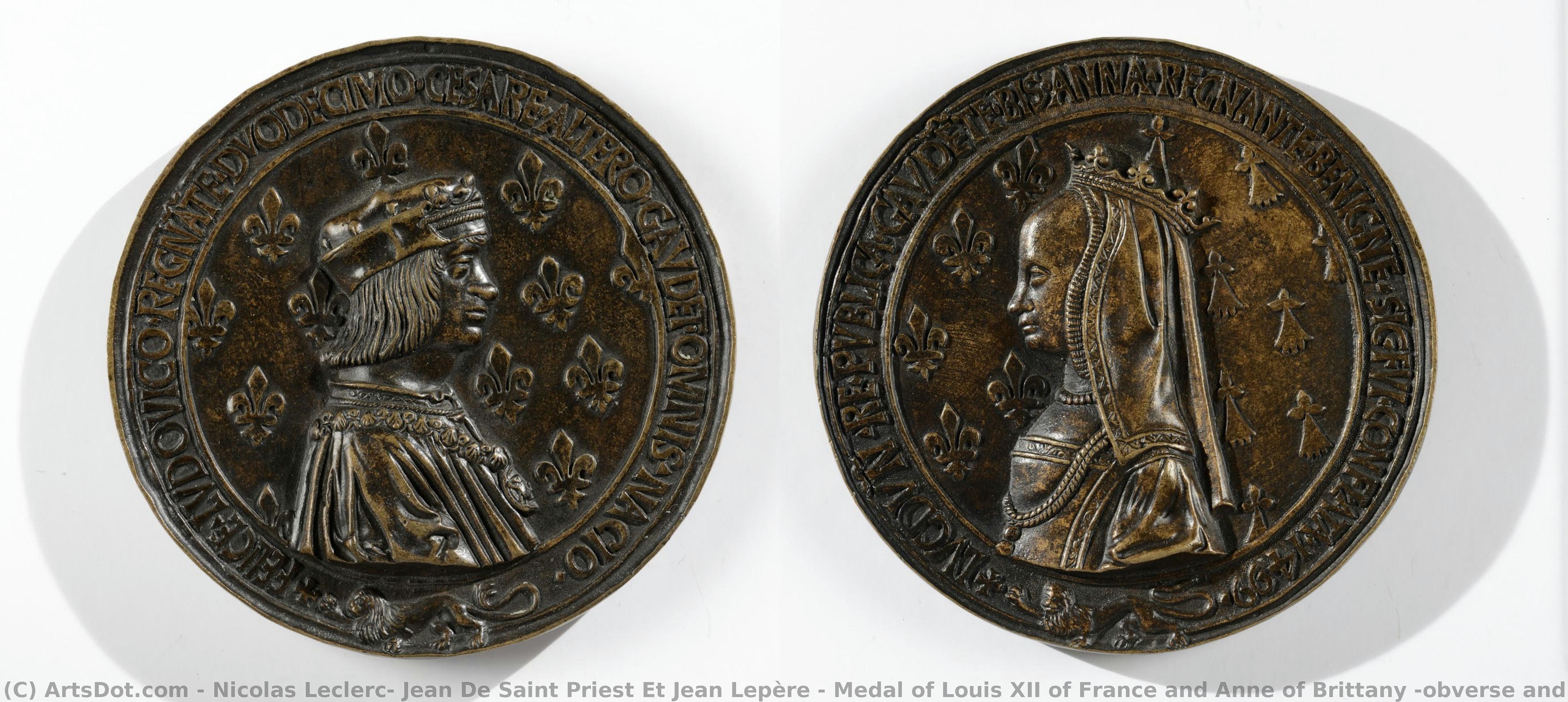 Medal Of Louis Xii Of France And Anne Of Brittany (obverse And Reverse) — Nicolas Leclerc, Jean De Saint Priest Et Jean Lepère