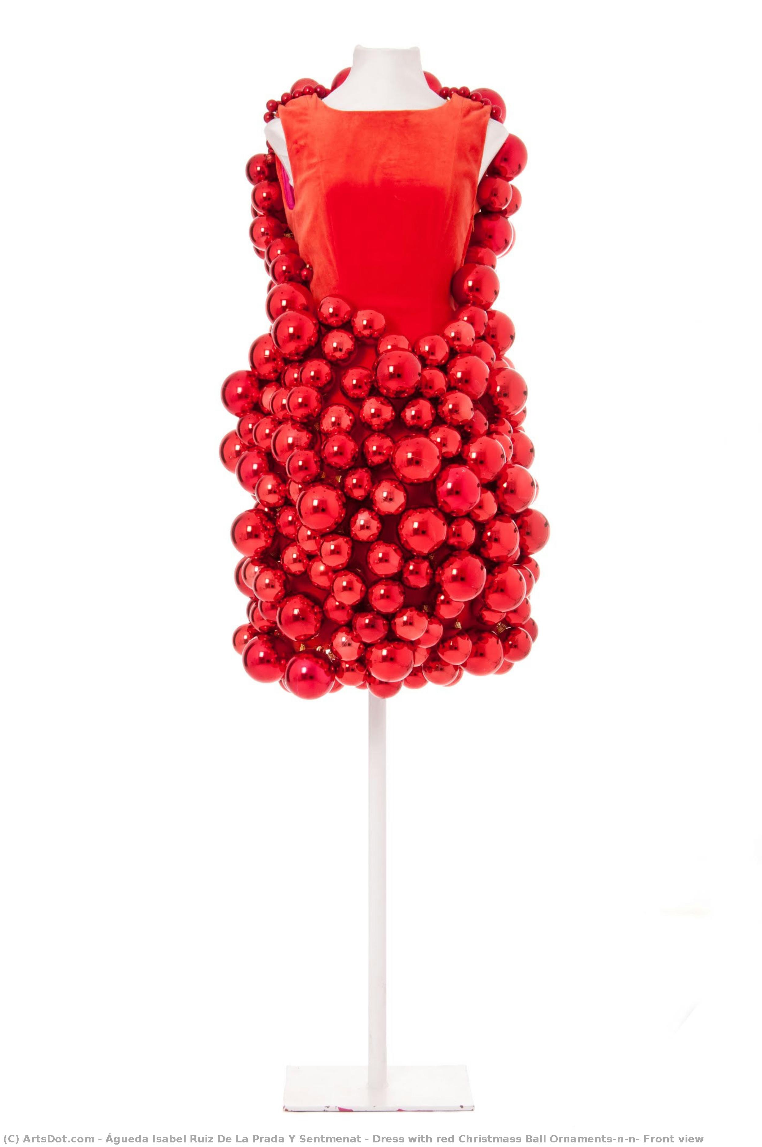 Vestido Con Adornos De Bolas De Navidad Rojas — Vista Frontal — Ágatha Ruiz De La Prada