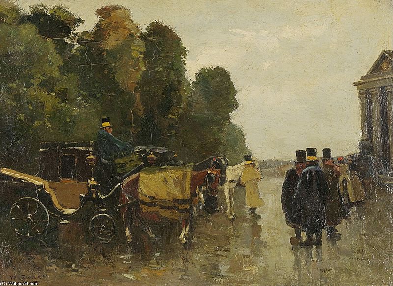 Rijtuigen Met Wachtende Koetsiers — Wilhelmus Hendrikus Petrus Johannes Zwart