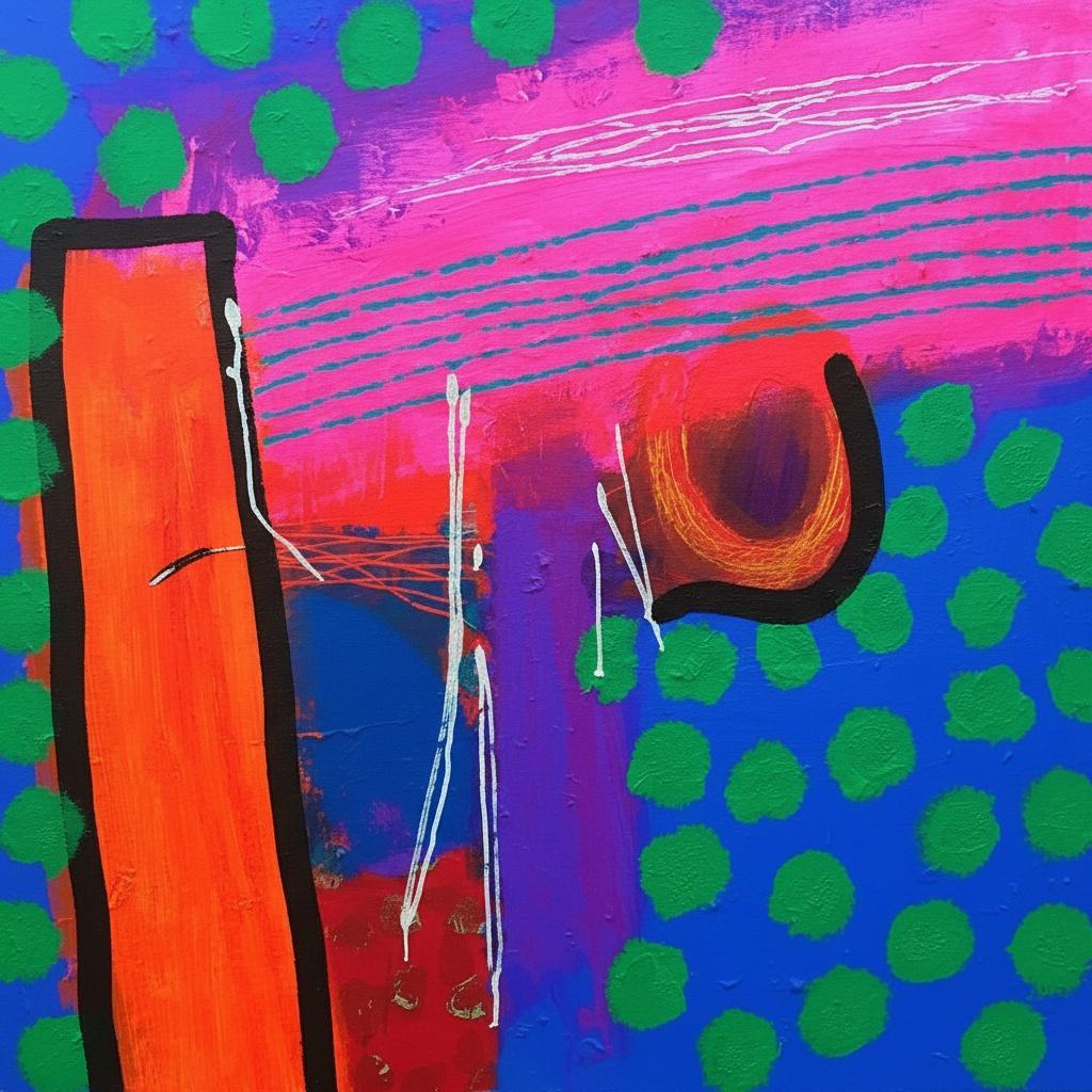 Chromatic Monolith Amidst A Rhythmic Dance Of Midnight Blue And Radiant Orange — Caroline Pelletier