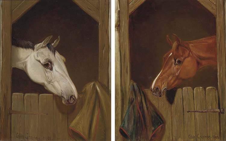 A Grey At A Stable Door; And A Chestnut At A Stable Door — Colin Graeme Roe