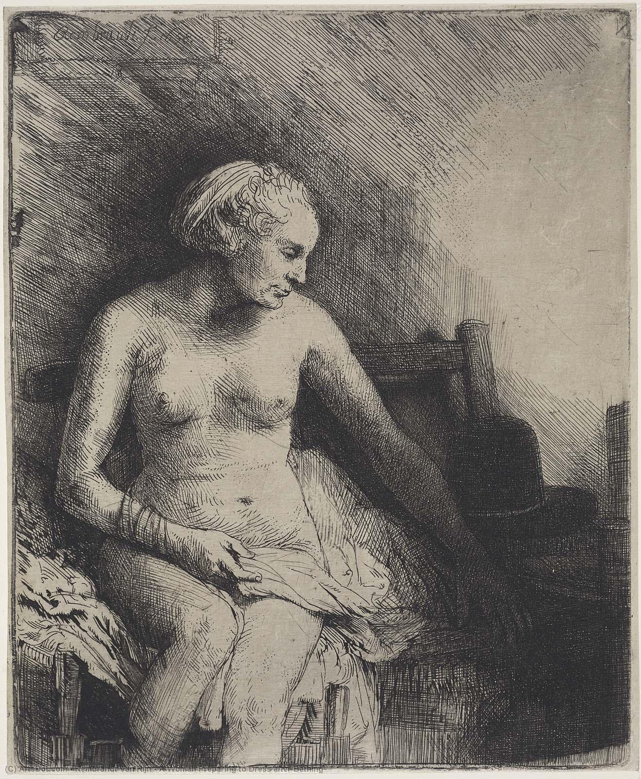 A Woman Preparing To Dress After Bathing — Rembrandt Van Rijn