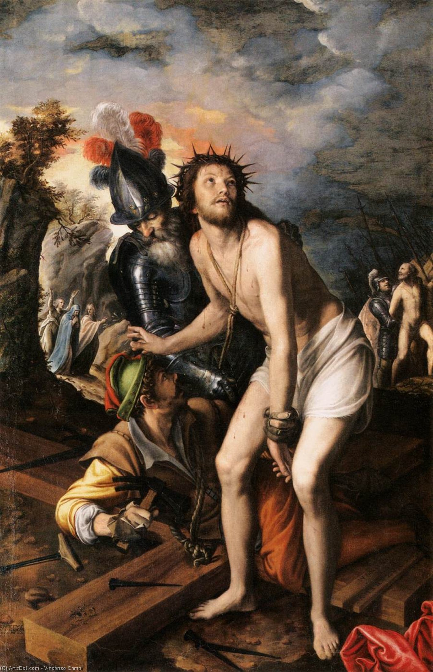 Christ Being Nailed To The Cross — Vincenzo Campi