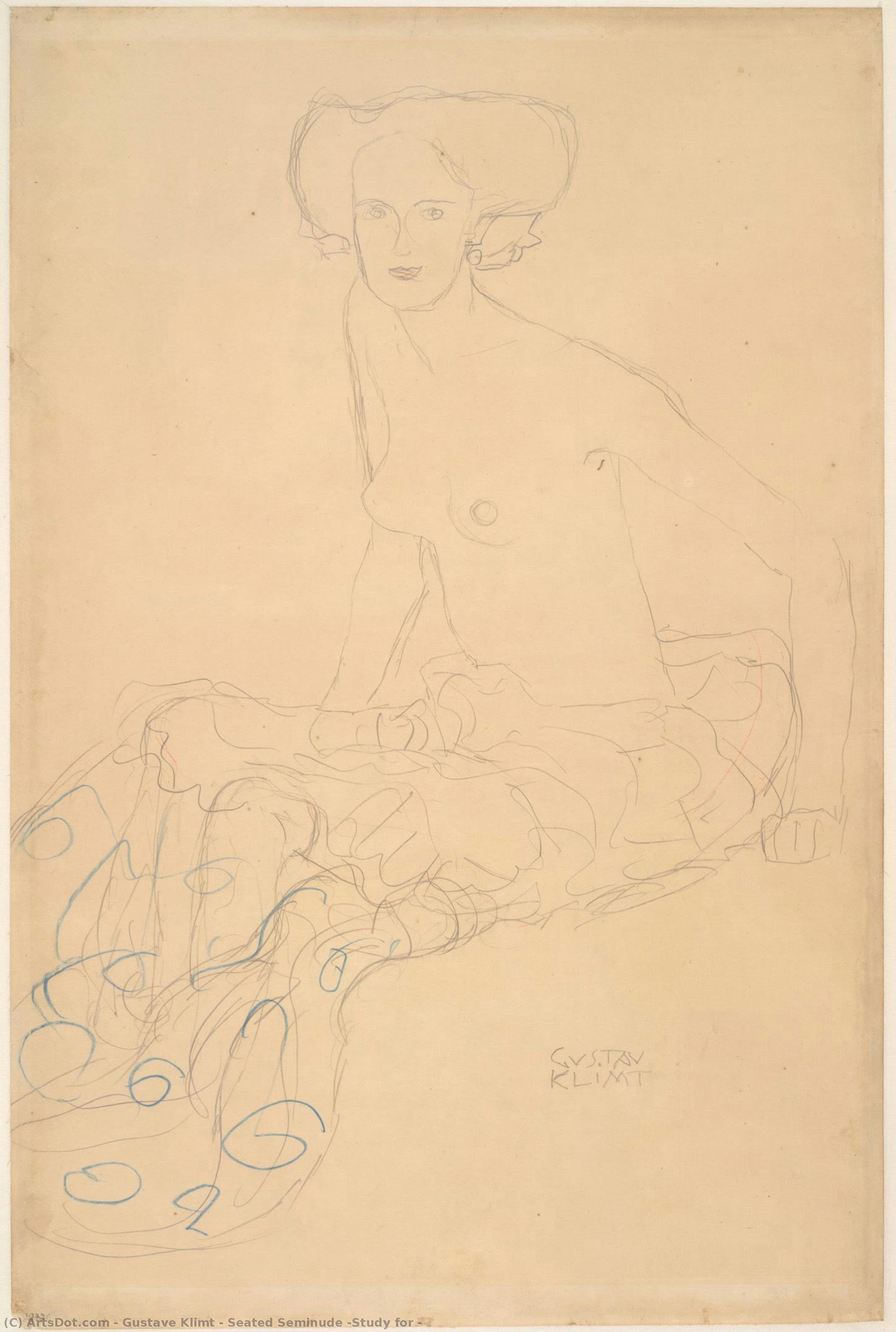 Seminudo Sentado (estudio Para — Gustav Klimt