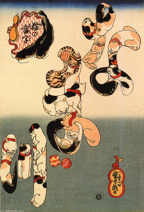 Cats Forming The Caracters For Catfish — Utagawa Kuniyoshi