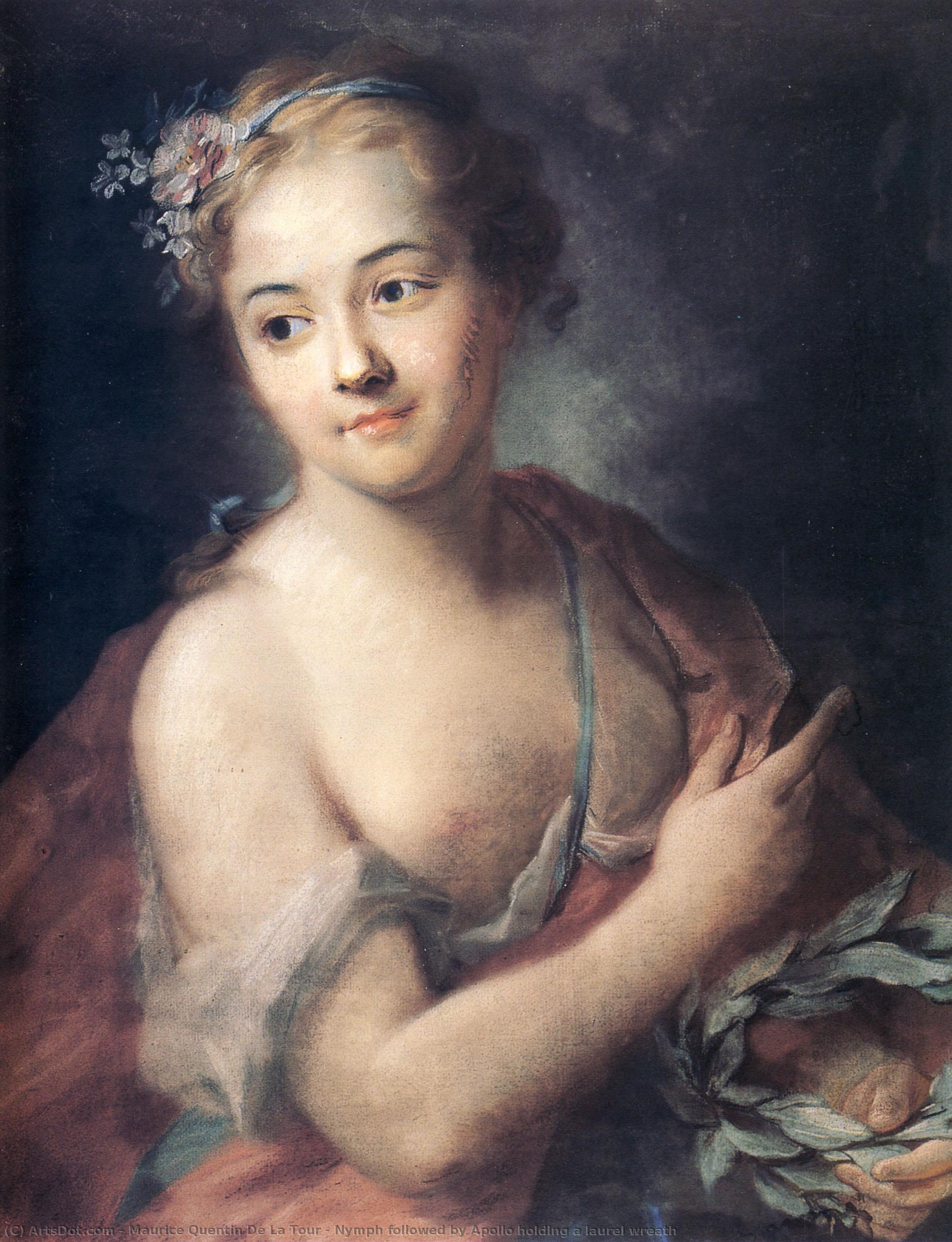 Nymph Followed By Apollo Holding A Laurel Wreath — Maurice Quentin De La Tour