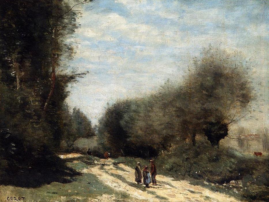 Crecy-en-brie - Road In The Country — Jean-baptiste-camille Corot