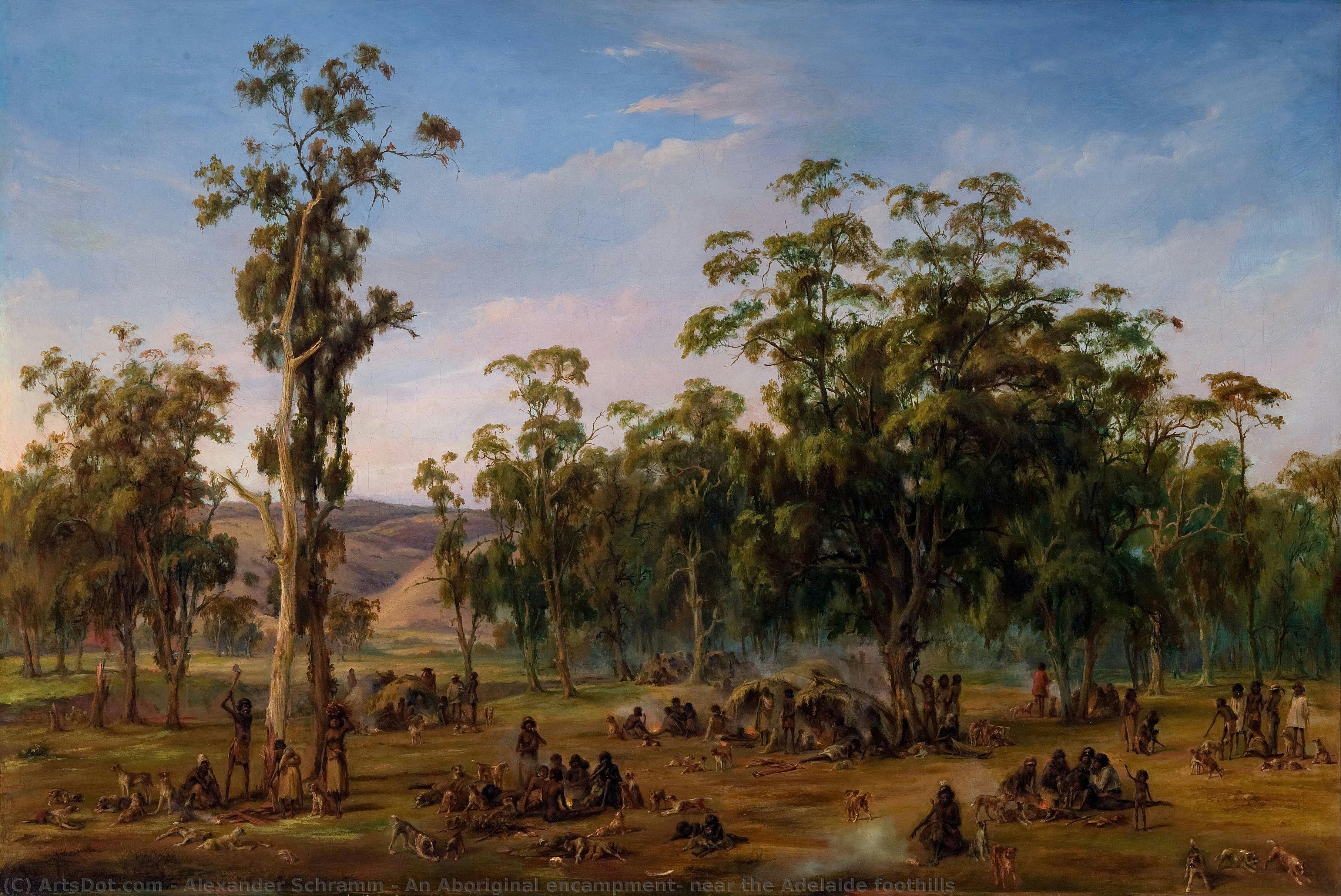 An Aboriginal Encampment, Near The Adelaide Foothills — Alexander Schramm