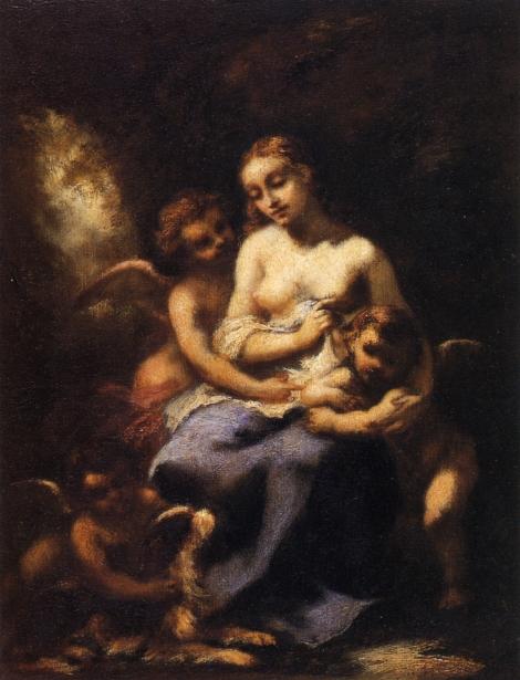 Young Nymph And Three Cupids — Narcisse Diaz De La Peña