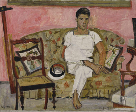 Sailor Without Shoes Sitting On Couch — Yiannis Tsaroychis