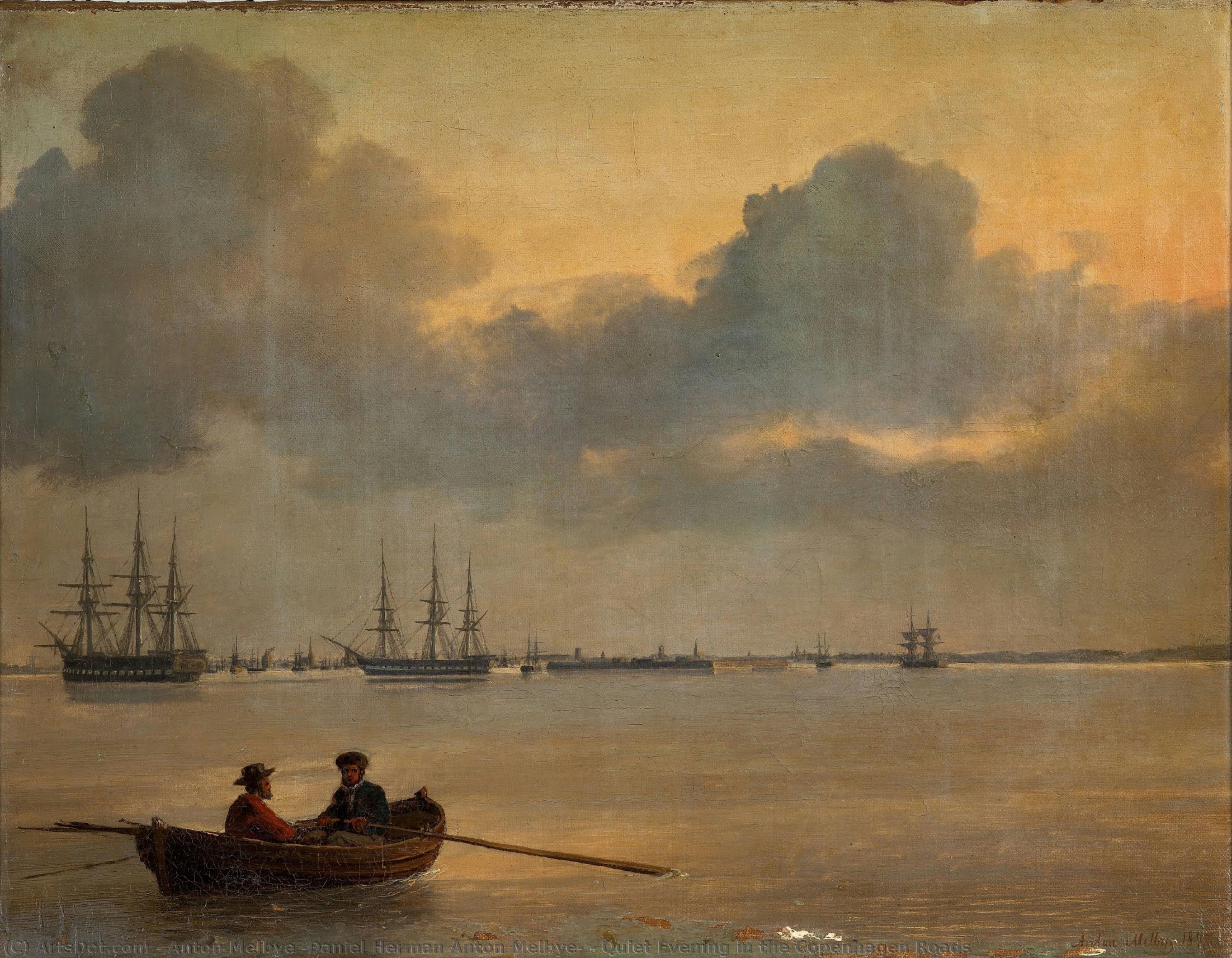 Quiet Evening In The Copenhagen Roads — Anton Melbye (daniel Herman Anton Melbye)