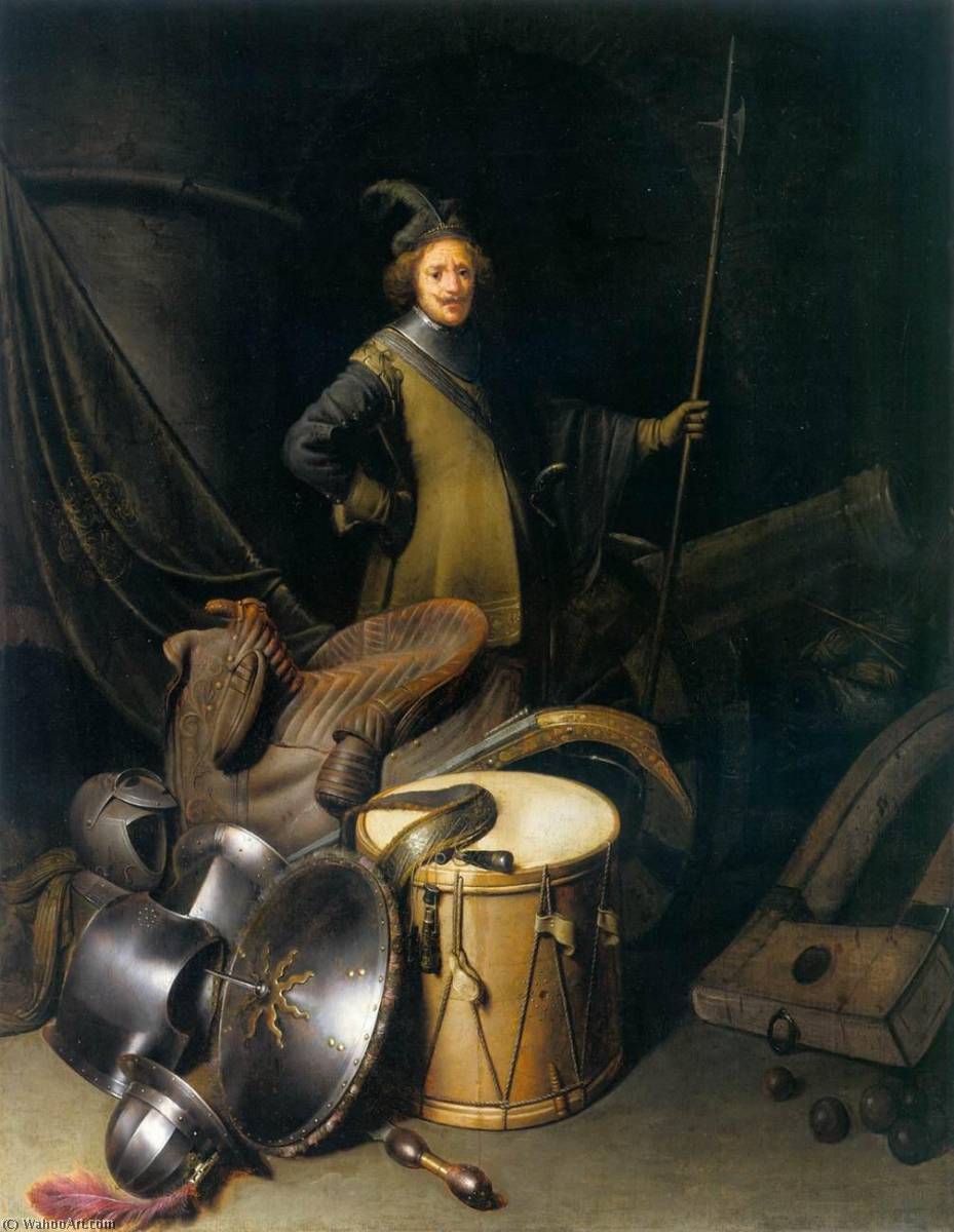 A Soldier Of The Leiden Civic Guard With An Arms Still Life — Gerrit Dou