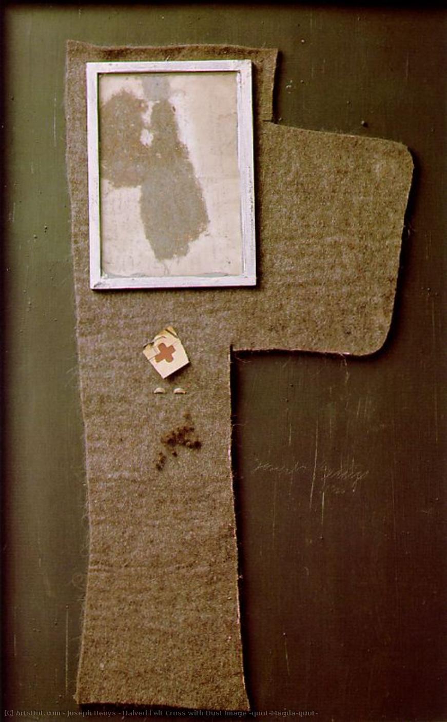 Halved Felt Cross With Dust Image "magda" — ヨーゼフ・ボイス