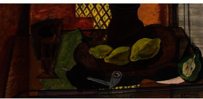 Glass, Pipe, Lemon And Pear Cut — Georges Braque