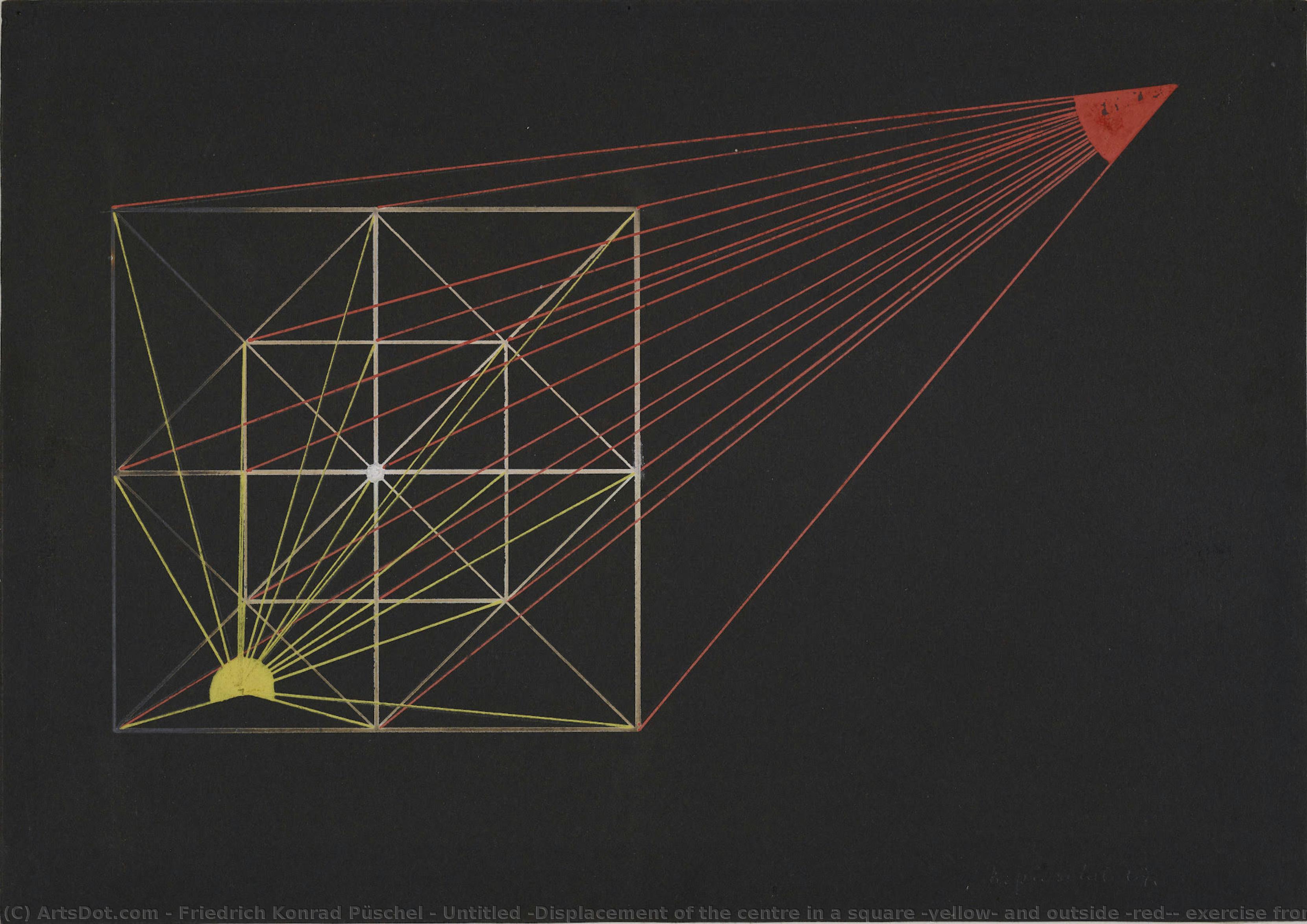 Untitled (displacement Of The Centre In A Square (yellow) And Outside (red), Exercise From Paul Klee — Friedrich Konrad Püschel