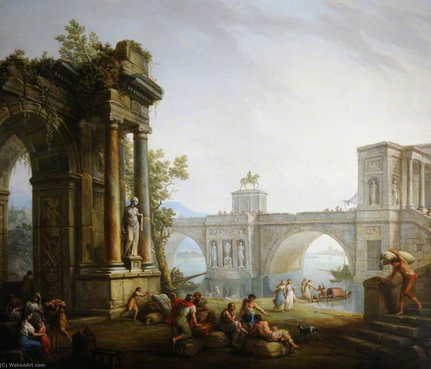 Capriccio With The Ruins Of A Triumphal Arch And A Bridge — Antonio Zucchi