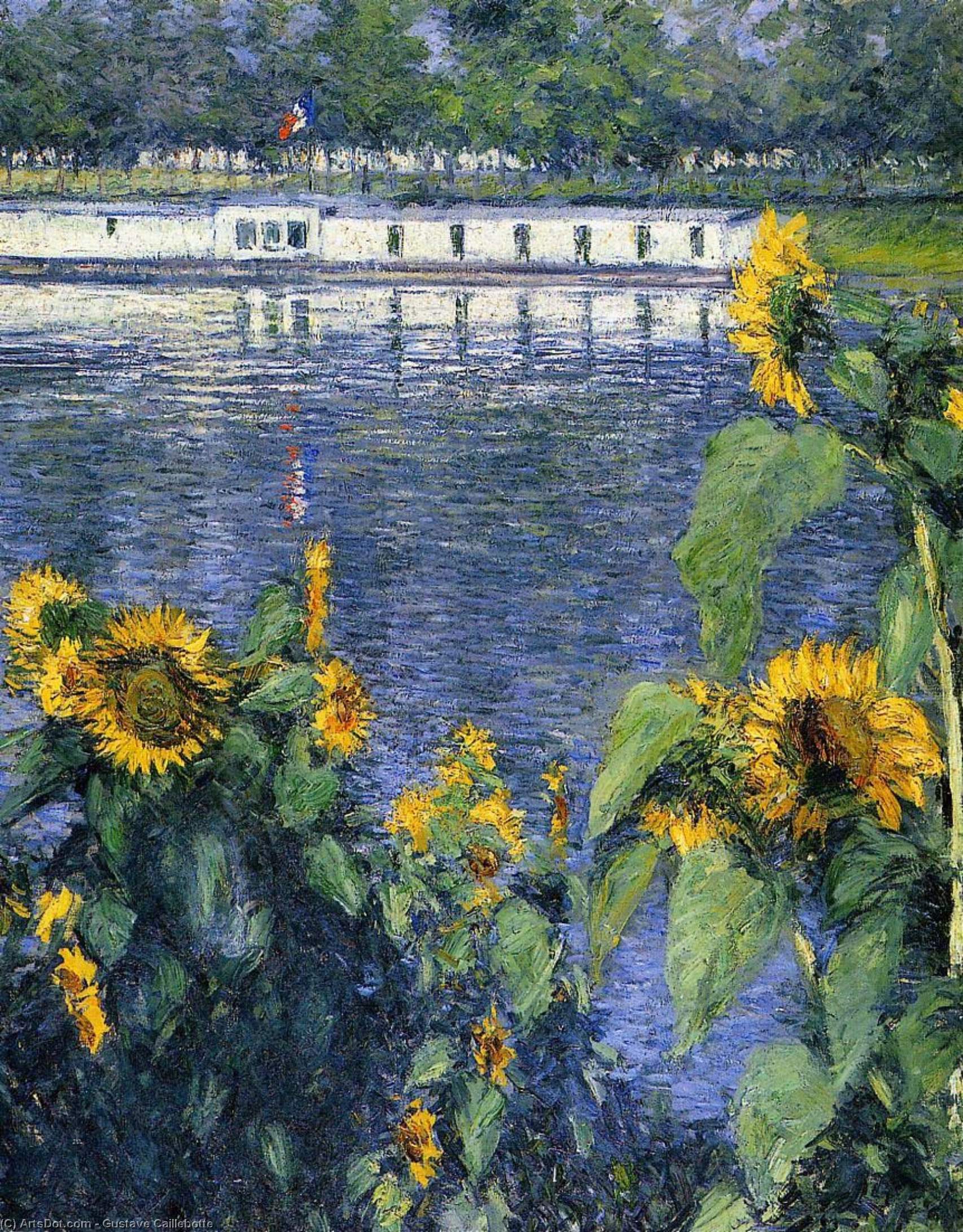 Sunflowers On The Banks Of The Seine — Gustave Caillebotte