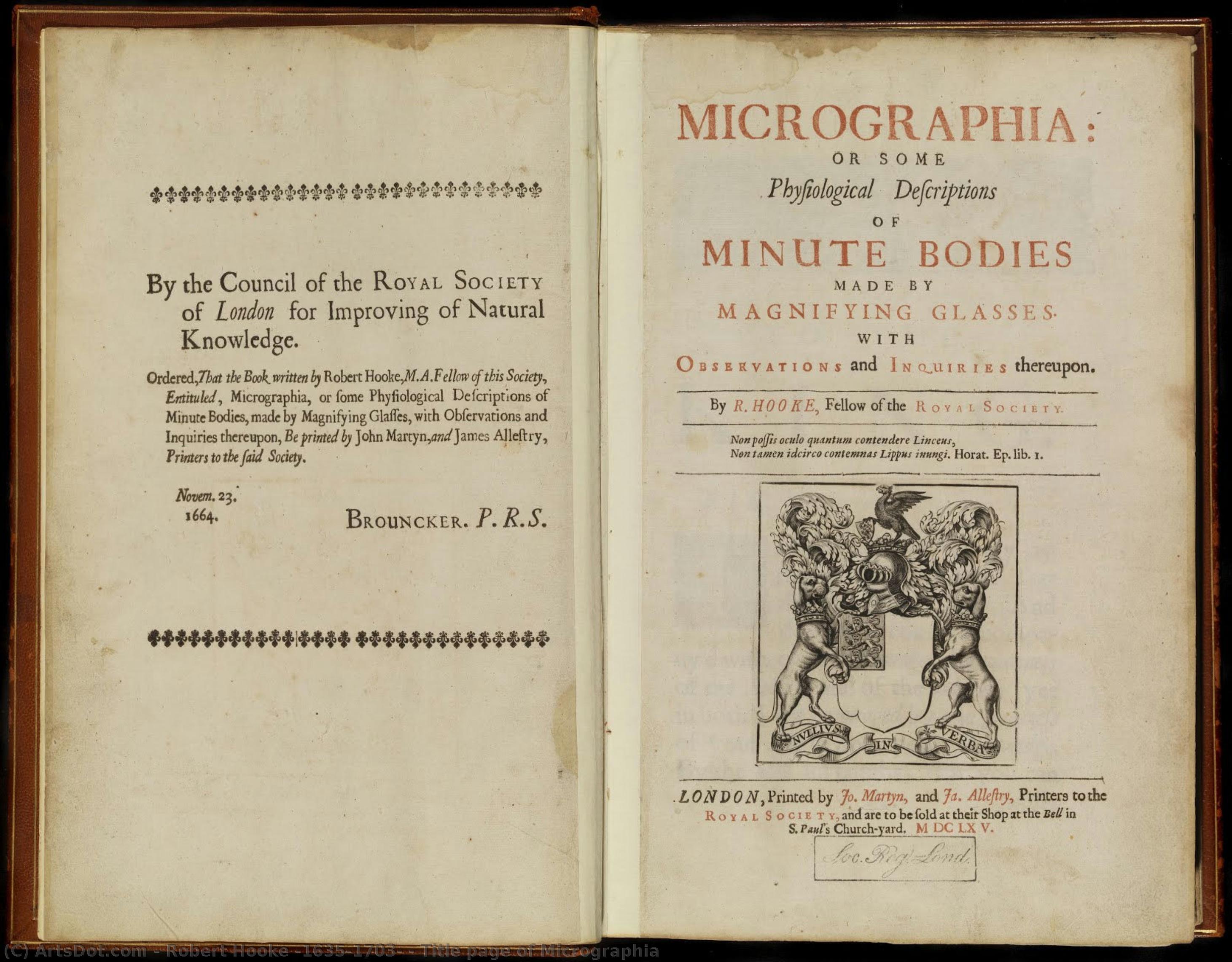 Title Page Of Micrographia — Robert Hooke (1635-1703)