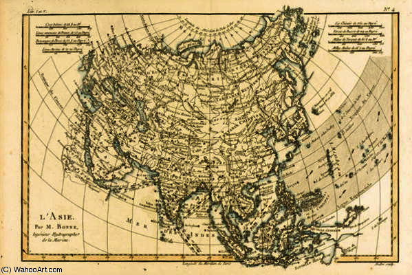 Asia, From 'atlas De Toutes Les Parties Connues Du Globe Terrestre' By Guillaume Raynal Pu — Rigobert Bonne (charles Marie Rigobert Bonne)