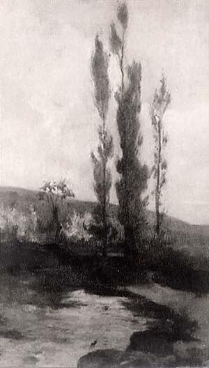 Cypress Trees, (painting) — John Henry Twachtman