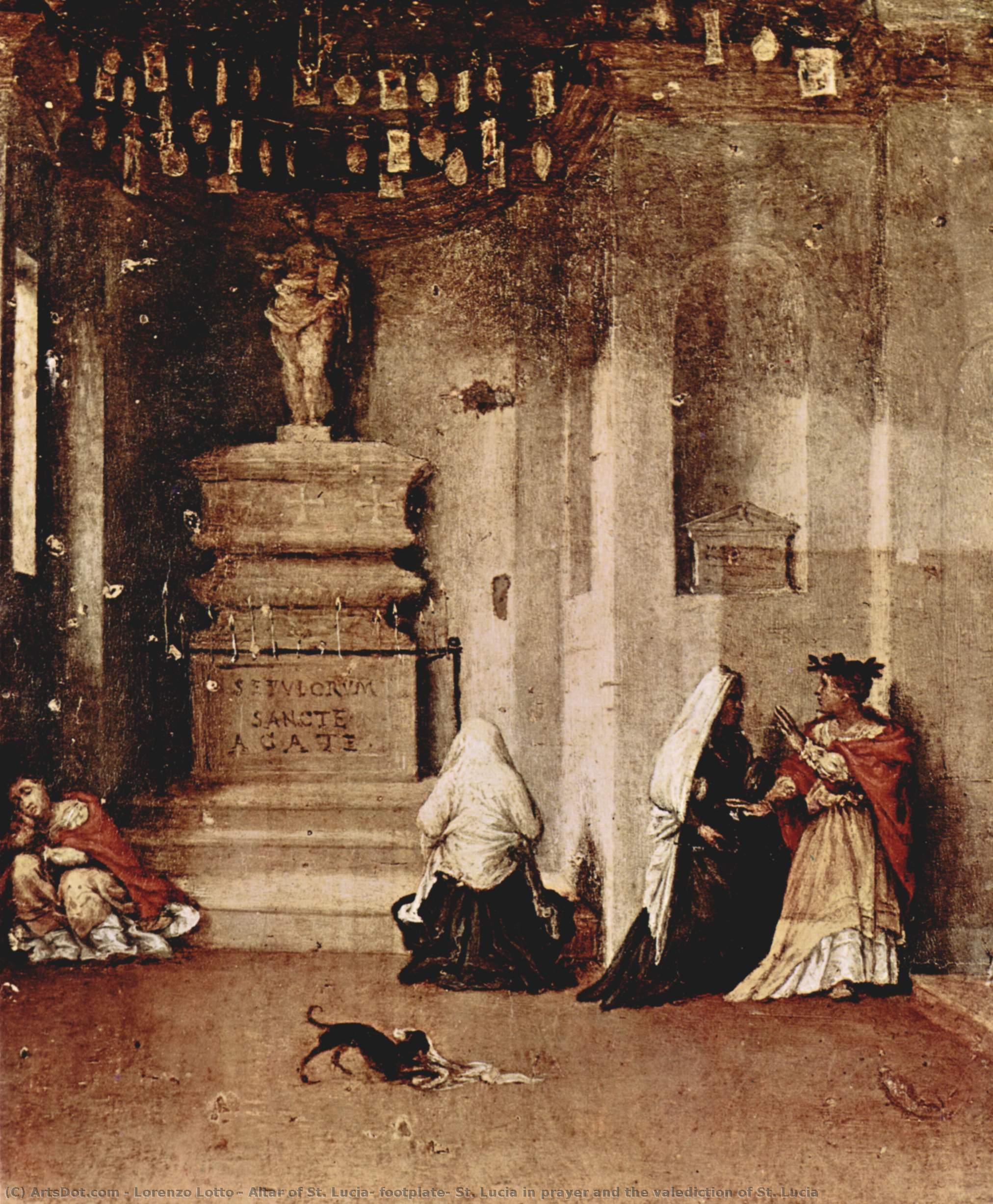 Altar Of St. Lucia, Footplate: St. Lucia In Prayer And The Valediction Of St. Lucia — Lorenzo Lotto