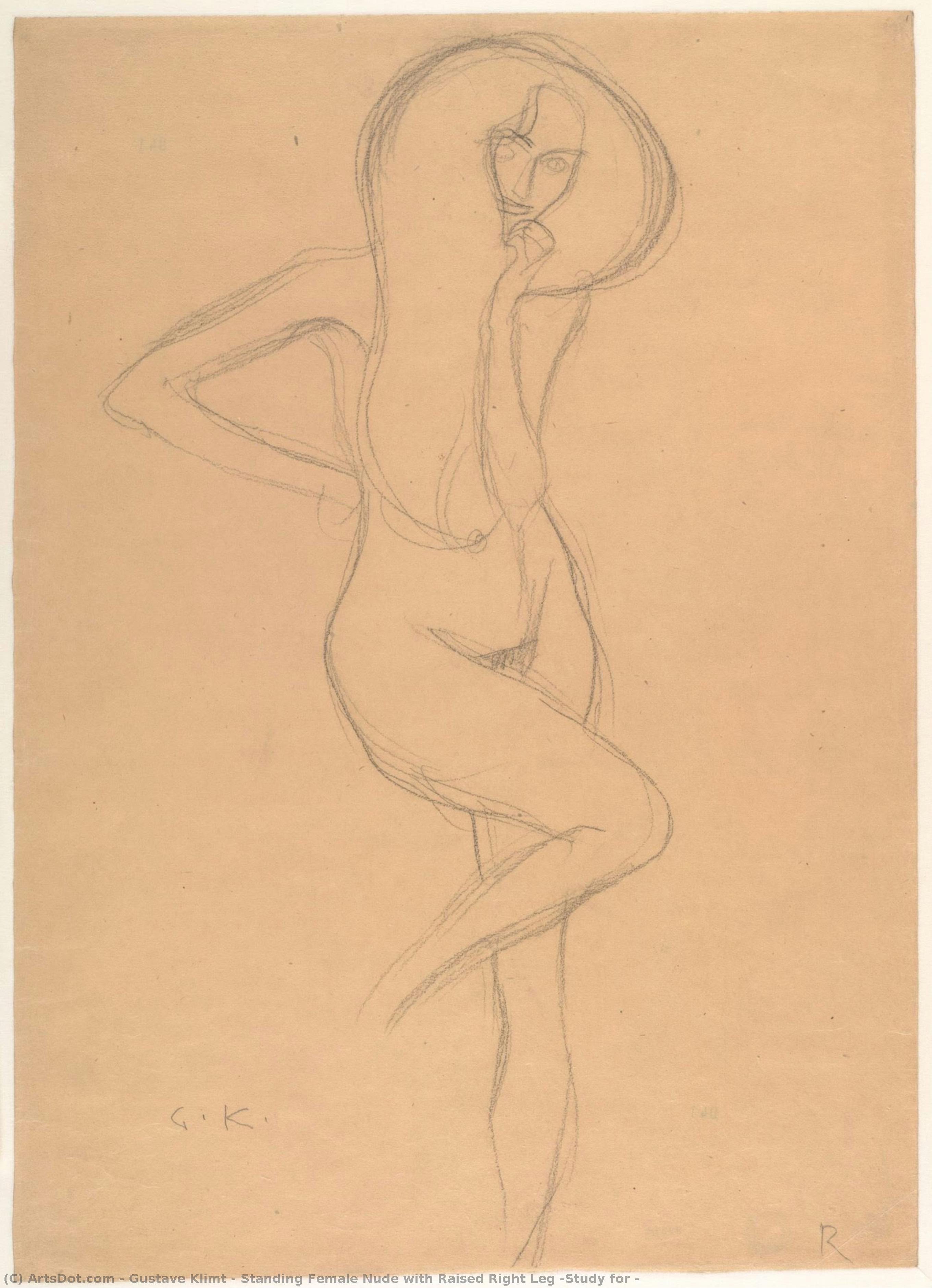 Stehende Frau Mit Erhobenem Rechten Bein (studie Für) — Gustav Klimt