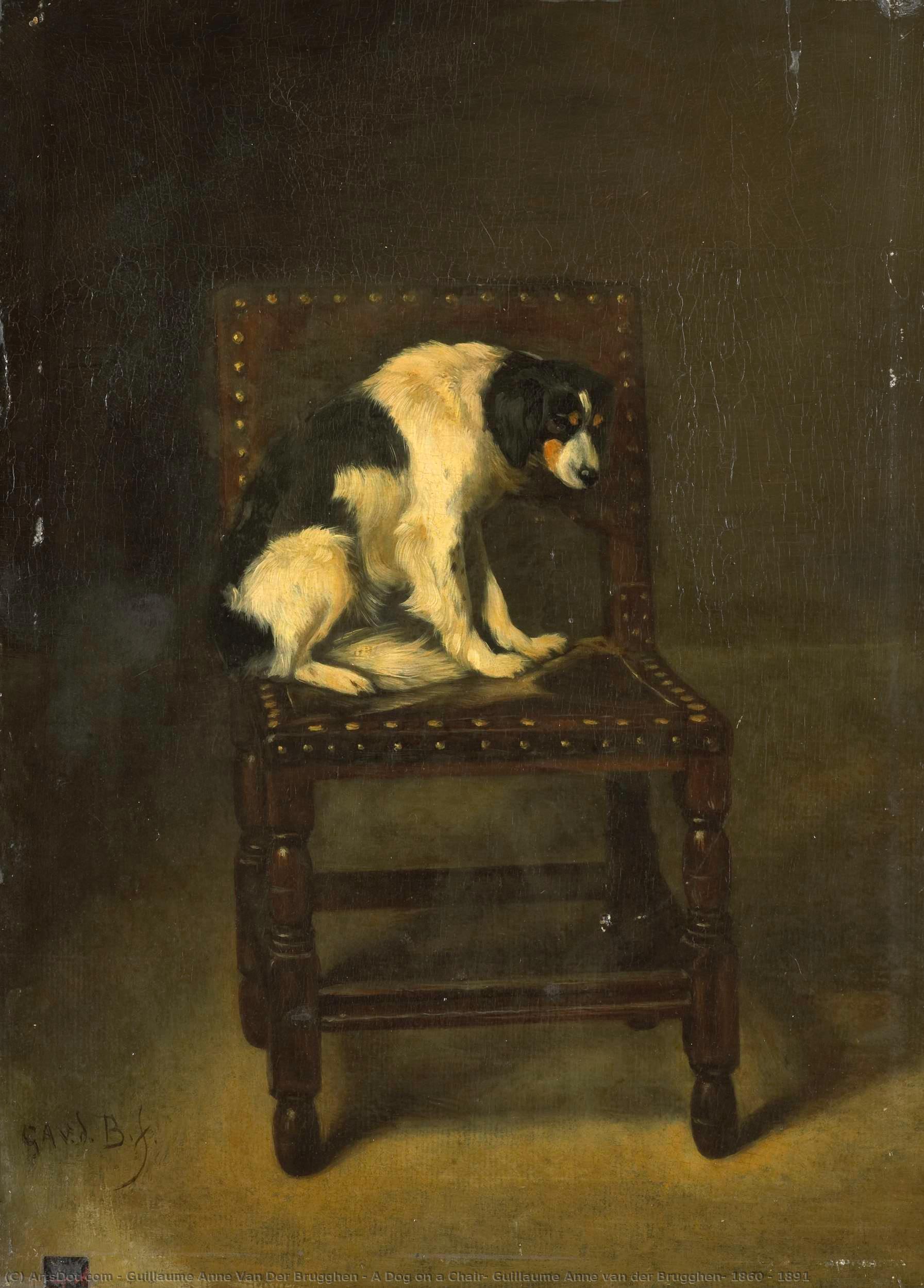 A Dog On A Chair, Guillaume Anne Van Der Brugghen, 1860 - 1891 — Guillaume Anne Van Der Brugghen