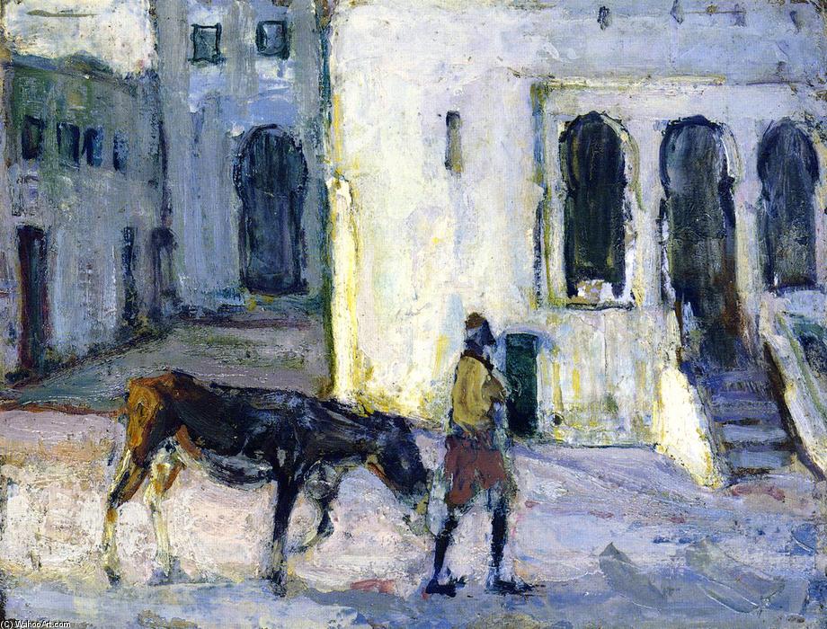 Man Leading A Donkey In Front Of The Palais De Justice, Tangier — Henry Ossawa Tanner